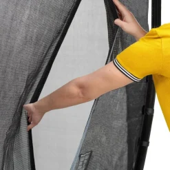 Exit - Cama elástica de suelo Dynamic 244 x 427 cm negro con red de seguridad