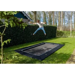 Exit - Cama elástica de suelo Dynamic 275 x 458 cm negro con perímetro de seguridad