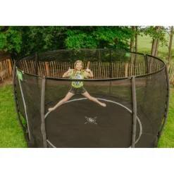 Exit - Cama elástica de suelo Dynamic 305 cm negro con red de seguridad