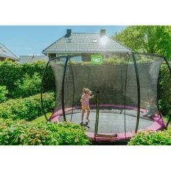 Exit - Cama elástica Silhouette redonda de suelo rosa 366 cm