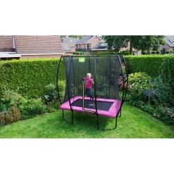 Exit - Cama elástica Silhouette rectangular rosa 153 cm