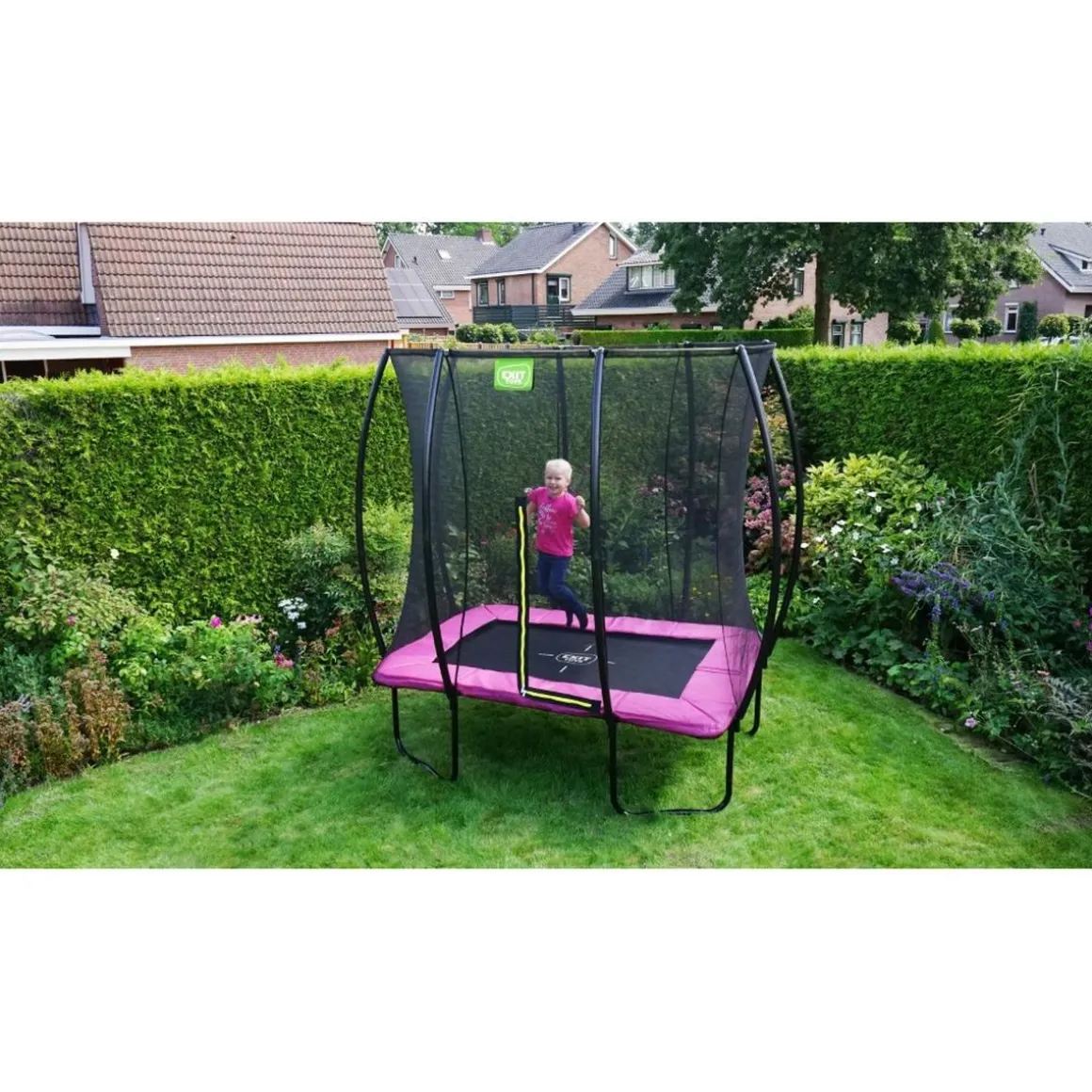 Exit - Cama elástica Silhouette rectangular rosa 153 cm