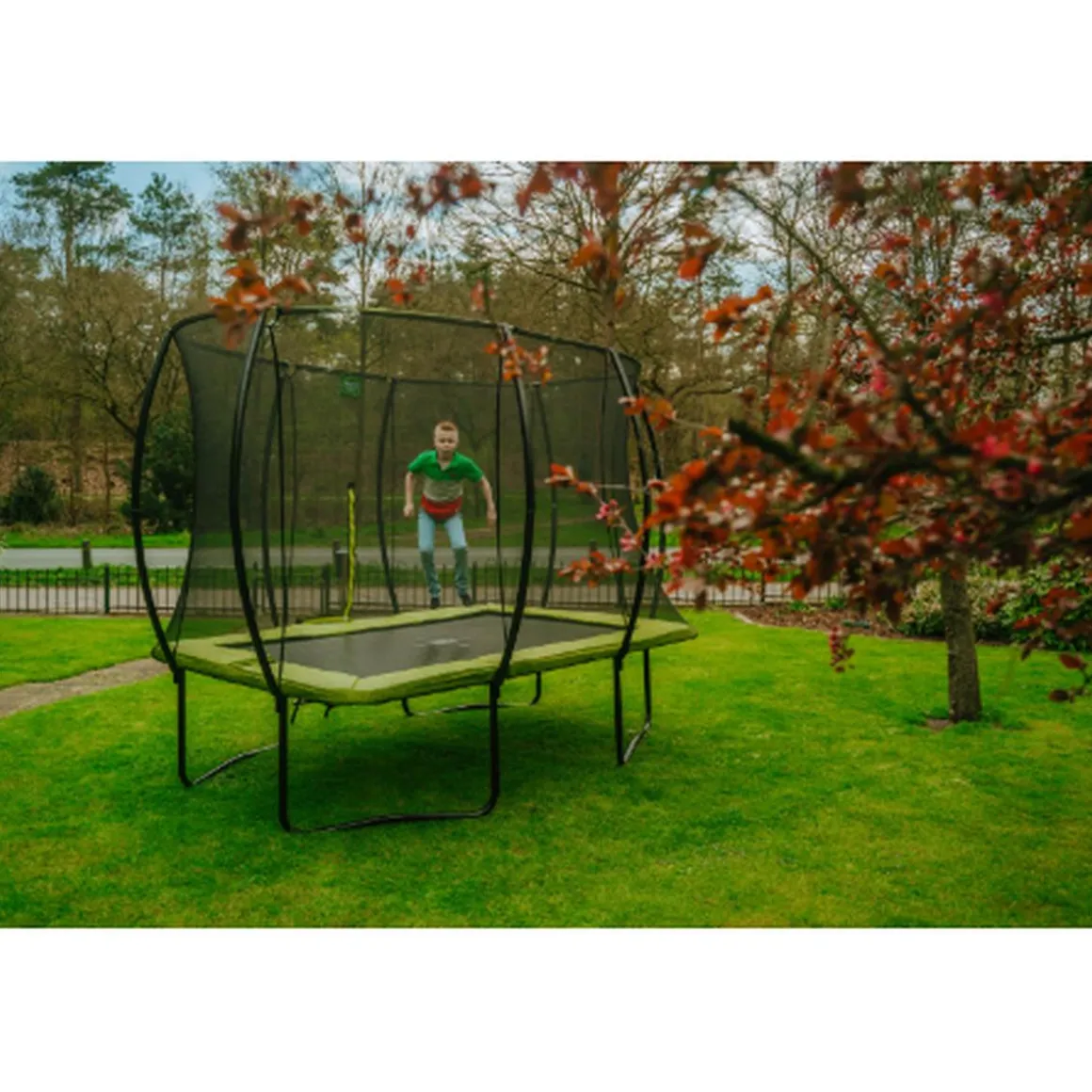 Exit - Cama elástica Silhouette rectangular verde 244 cm