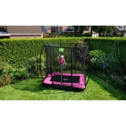 Exit - Cama elástica Silhouette rectangular de suelo rosa 153 cm