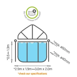 EXIT - Cúpula de piscina rectangular 300 cm
