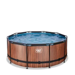 EXIT - Piscina Wood redonda con bomba de filtro 360 cm