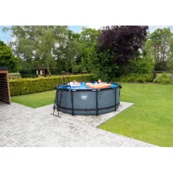 EXIT - Piscina Wood redonda con bomba de filtro 360 cm
