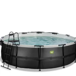 Exit - Piscina Black Leather diámetro 488 x 122 cm con filtro de arena y cúpula