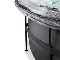 Exit - Piscina Black Leather diámetro 488 x 122 cm con filtro de arena, cúpula y bomba de calor