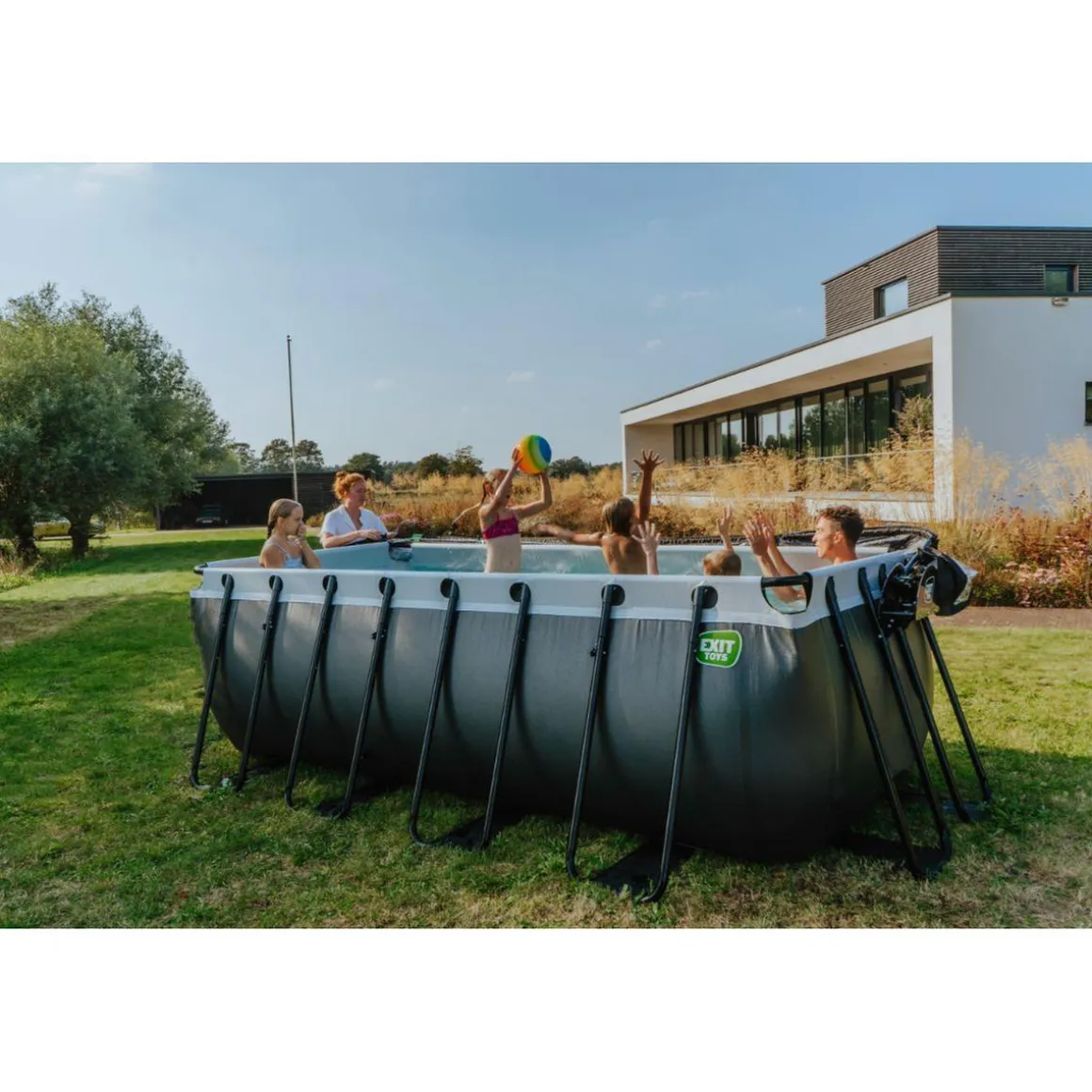 Exit - Piscina Black Leather 400 x 200 x 122 cm con filtro de arena