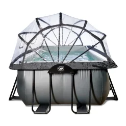 Exit - Piscina Black Leather 540 x 250 x 122 cm con filtro de arena, cúpula y bomba de calor