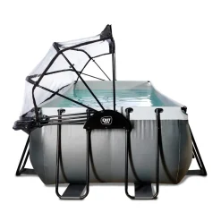 Exit - Piscina Black Leather 540 x 250 x 122 cm con filtro de arena, cúpula y bomba de calor