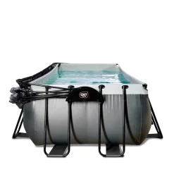 Exit - Piscina Black Leather 540 x 250 x 122 cm con filtro de arena, cúpula y bomba de calor