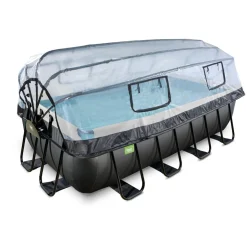 Exit - Piscina Black Leather 400 x 200 x 100 cm con filtro de arena y cúpula