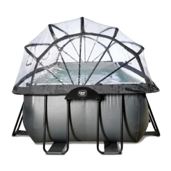 Exit - Piscina Black Leather 400 x 200 x 100 cm con filtro de arena y cúpula
