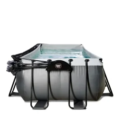 Exit - Piscina Black Leather 400 x 200 x 100 cm con filtro de arena y cúpula