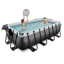 Exit - Piscina Black Leather 400 x 200 x 100 cm con filtro de arena y cúpula