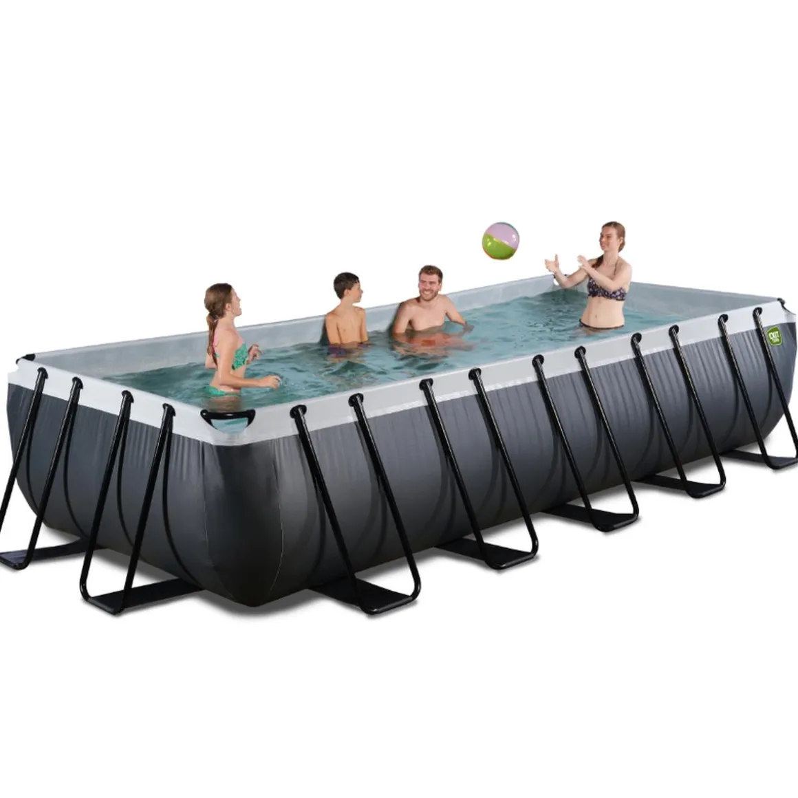 EXIT - Piscina de cuero rectangular con escalera y bomba de filtro con escalera 540 x 250 x 100 cm