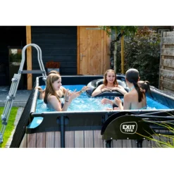 EXIT - Piscina EXIT de cuero rectangular con escalera y bomba de filtro 400 x 200 x 100 cm
