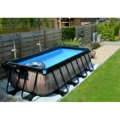 EXIT - Piscina EXIT de cuero rectangular con escalera y bomba de filtro 400 x 200 x 100 cm