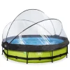 Exit - Piscina Lime verde diámetro 360 x 76 cm con filtro y cúpula transparente