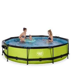 Exit - Piscina Lime verde diámetro 360 x 76 cm con filtro y cúpula transparente
