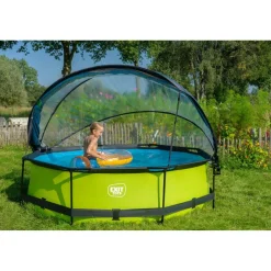 Exit - Piscina Lime verde diámetro 300 x 76 cm con filtro y cúpula transparente