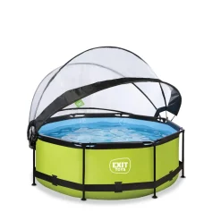 Exit - Piscina Lime verde diámetro 244 x 76 cm con filtro y cúpula transparente