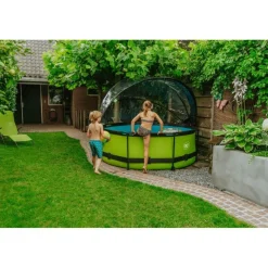 Exit - Piscina Lime verde diámetro 244 x 76 cm con filtro y cúpula transparente