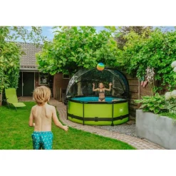 Exit - Piscina Lime verde diámetro 244 x 76 cm con filtro y cúpula transparente