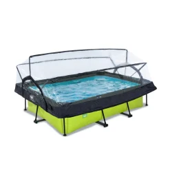 Exit - Piscina Lime verde 220 x 150 x 65 cm con filtro y cúpula transparente