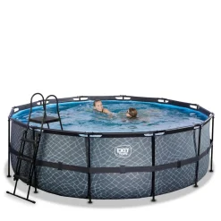 Exit - Piscina Stone gris diámetro 427 x 122 cm con filtro de cartucho