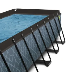 Exit - Piscina Stone gris 540 x 250 x 122 cm con filtro de arena, cúpula y bomba de calor