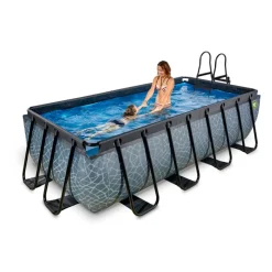 Exit - Piscina Stone gris 400 x 200 x 100 cm con filtro de arena