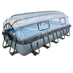 Exit - Piscina Stone gris 540 x 250 x 100 cm con filtro de arena, cúpula y bomba de calor