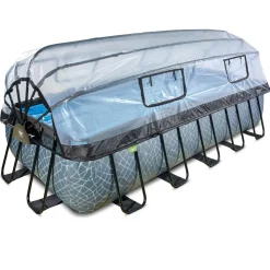 Exit - Piscina Stone gris 540 x 250 x 122 cm con filtro de arena y cúpula