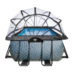 Exit - Piscina Stone gris 540 x 250 x 122 cm con filtro de arena y cúpula