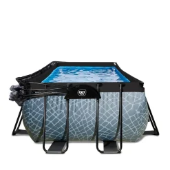 Exit - Piscina Stone gris 540 x 250 x 122 cm con filtro de arena y cúpula