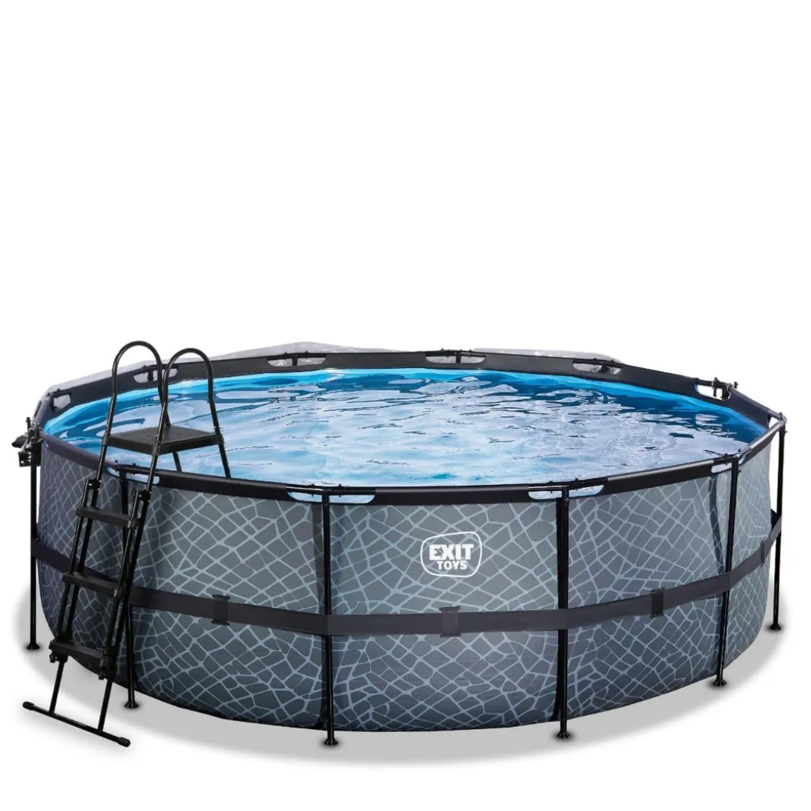 Exit - Piscina Stone gris diámetro 427 x 122 cm con filtro de arena y cúpula