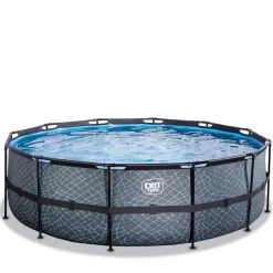 Exit - Piscina Stone gris diámetro 450 x 122 cm con filtro de arena