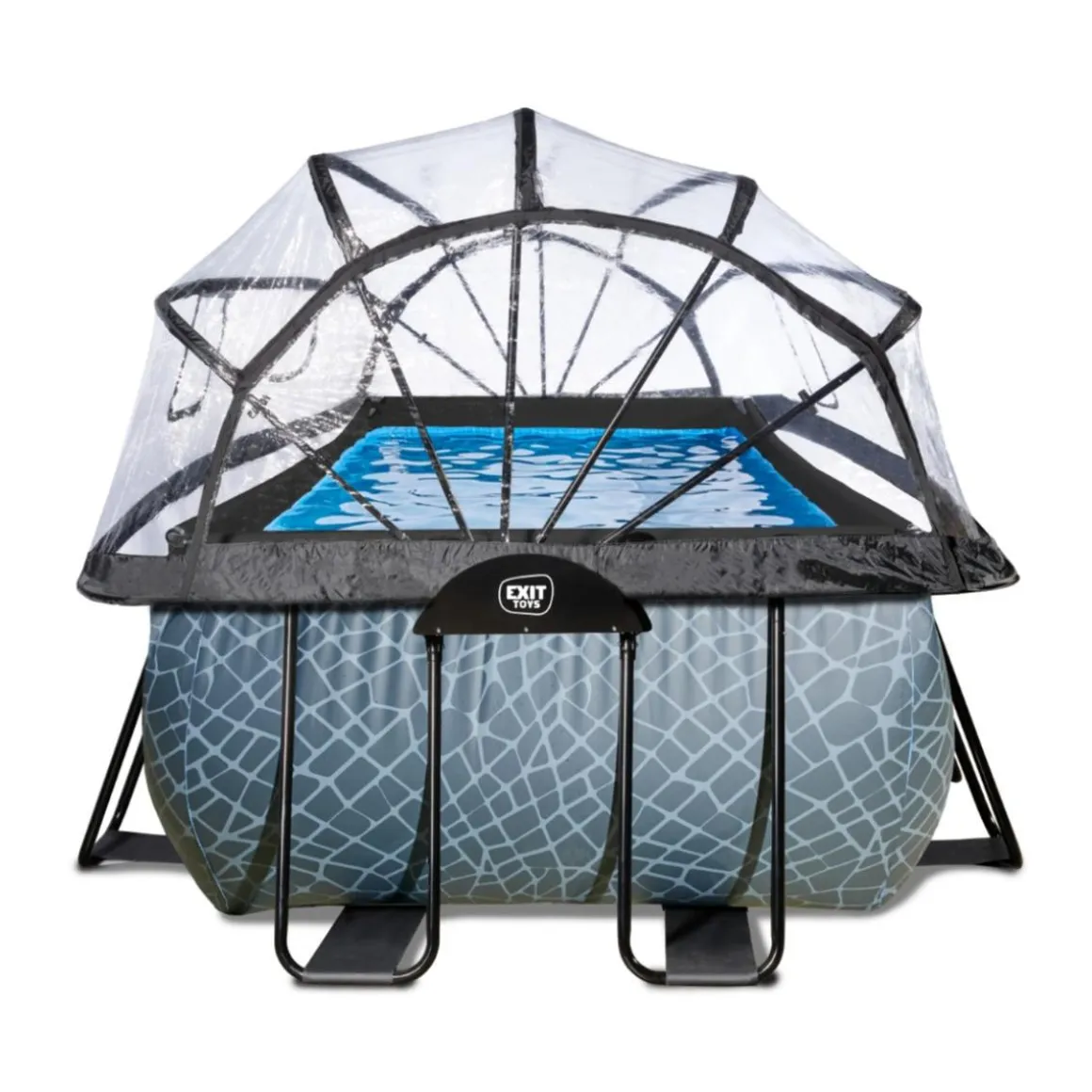 Exit - Piscina Stone gris 400 x 200 x 100 cm con filtro de arena y cúpula