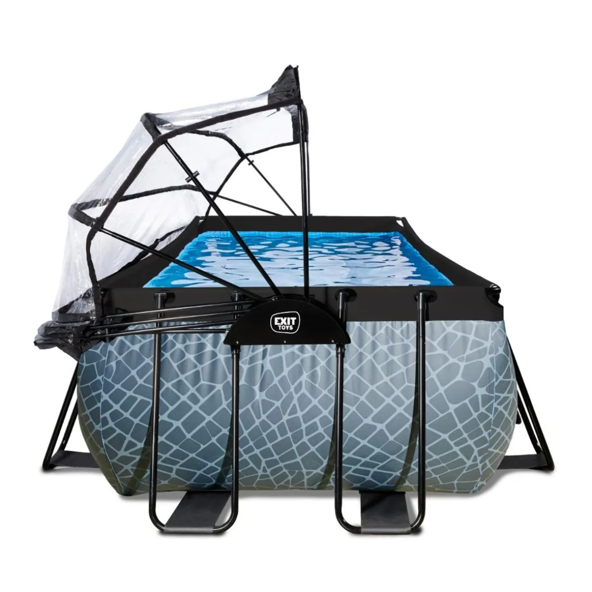 Exit - Piscina Stone gris 400 x 200 x 100 cm con filtro de arena y cúpula