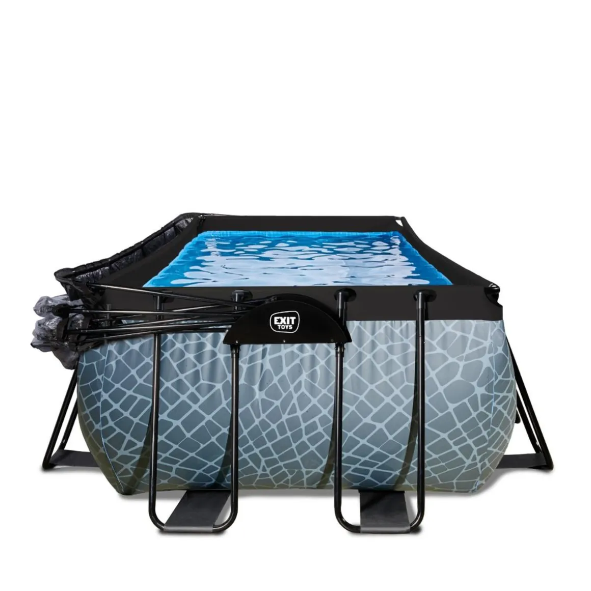 Exit - Piscina Stone gris 400 x 200 x 100 cm con filtro de arena y cúpula