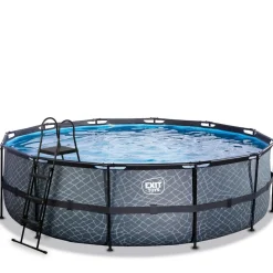 Exit - Piscina Stone gris diámetro 488 x 122 cm con filtro de cartucho