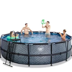 Exit - Piscina Stone gris diámetro 488 x 122 cm con filtro de cartucho