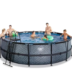 Exit - Piscina Stone gris diámetro 488 x 122 cm con filtro de cartucho