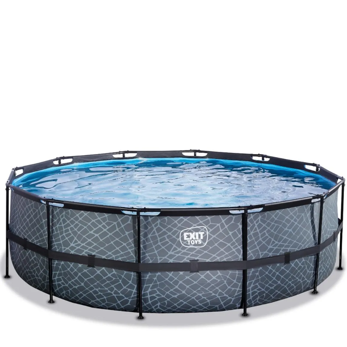 Exit - Piscina Stone gris diámetro 450 x 122 cm con filtro de cartucho