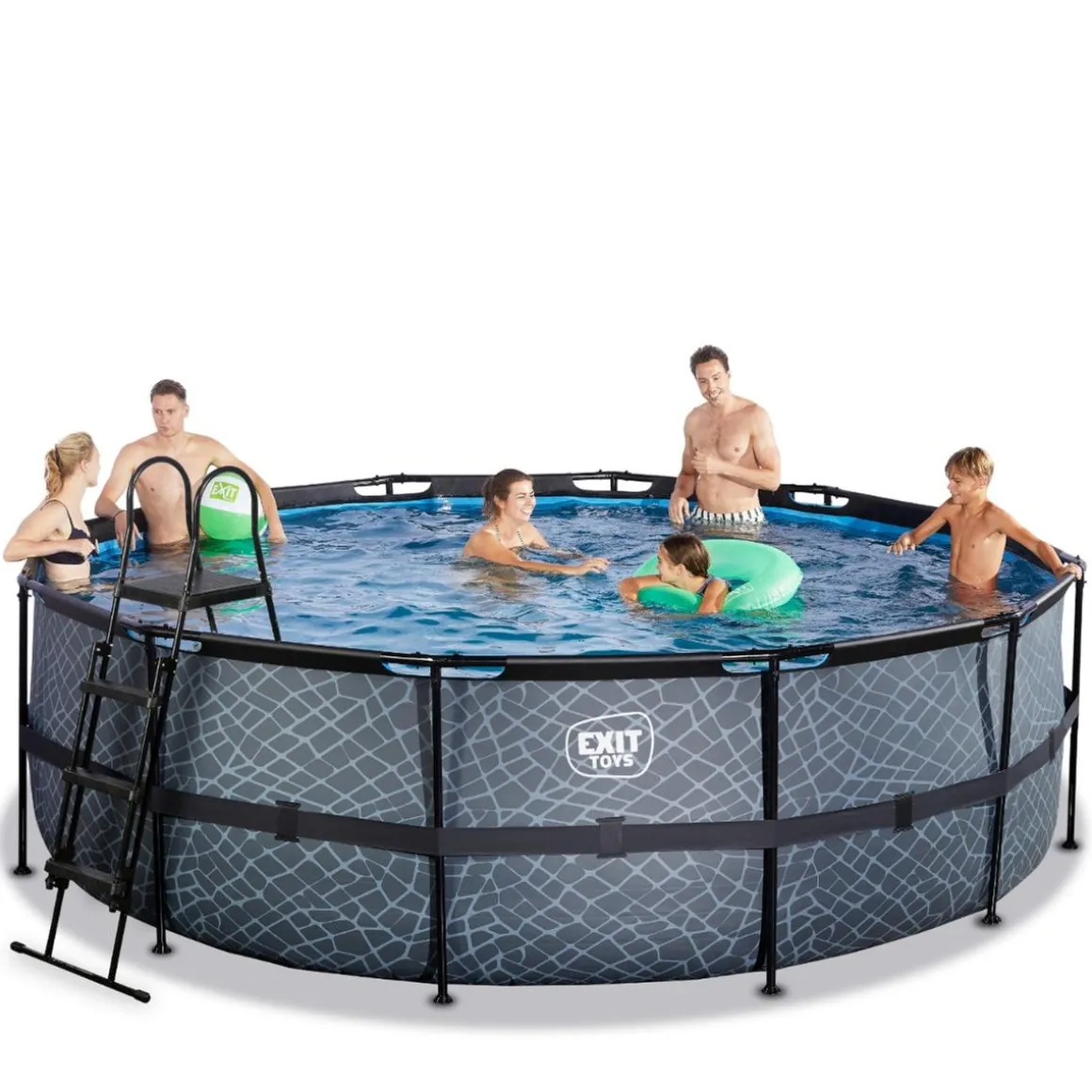 Exit - Piscina Stone gris diámetro 450 x 122 cm con filtro de cartucho