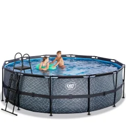 Exit - Piscina Stone gris diámetro 450 x 122 cm con filtro de cartucho