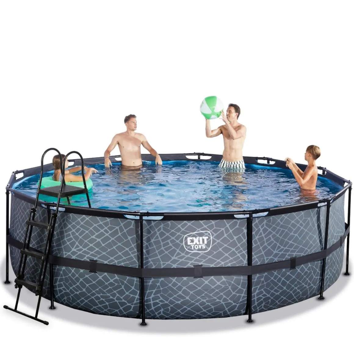 Exit - Piscina Stone gris diámetro 450 x 122 cm con filtro de cartucho